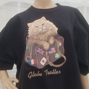 Signed Trendy Vintage 90s "Globe Trotter" Kitty Cat Graphic T-Shirt - Video